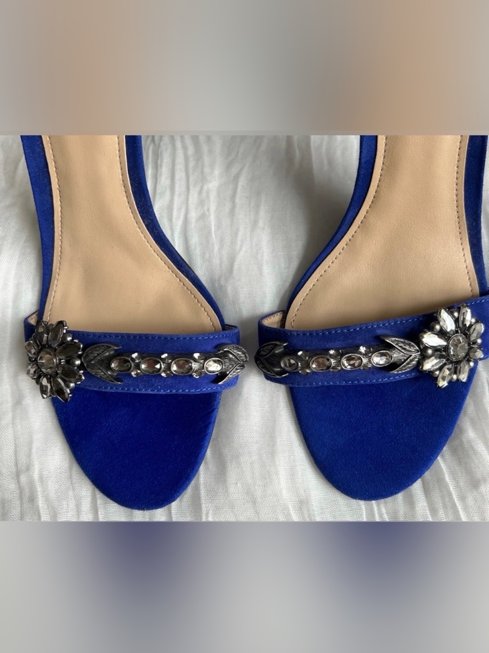 Guess Partyer Ankle Strap Heels Blue Silver Metallic High Sandal Heels 9 - Picture 4 of 7